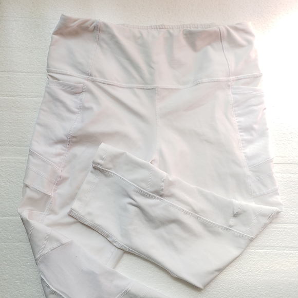 RBX Workout Crop Leggings Mesh Detail White Size XL - Picture 3 of 8